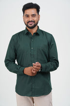 Cool Club Plus Men’s Formal Shirt  – Dark Green – Full Sleeve