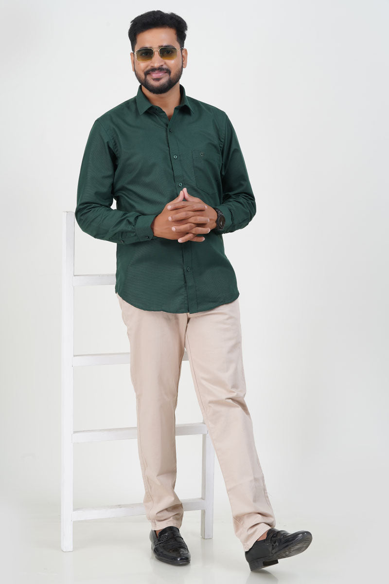 Cool Club Plus Men’s Formal Shirt  – Dark Green – Full Sleeve