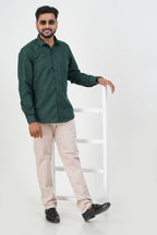 Cool Club Plus Men’s Formal Shirt  – Dark Green – Full Sleeve