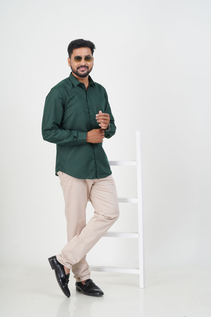 Cool Club Plus Men’s Formal Shirt  – Dark Green – Full Sleeve