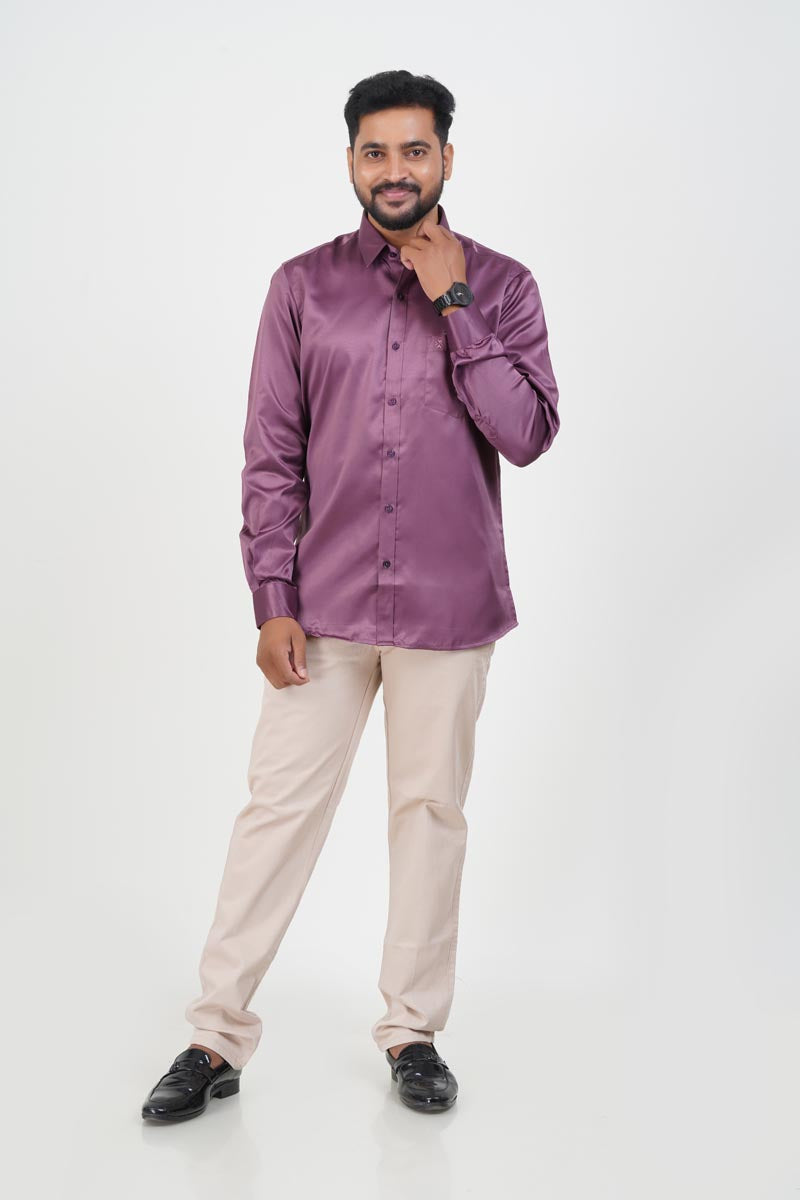 Orgia Men’s Premium Formal Shirt – Plum Purple – Full Sleeve
