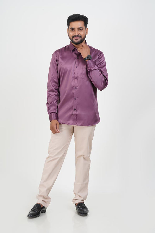 Orgia Men’s Premium Formal Shirt – Plum Purple – Full Sleeve Hover Image