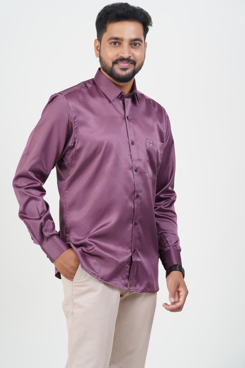 Orgia Men’s Premium Formal Shirt – Plum Purple – Full Sleeve