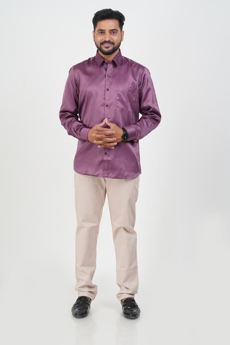 Orgia Men’s Premium Formal Shirt – Plum Purple – Full Sleeve