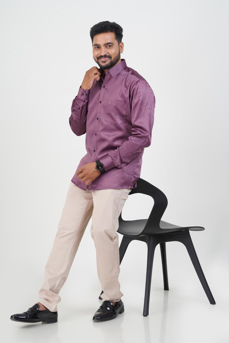 Orgia Men’s Premium Formal Shirt – Plum Purple – Full Sleeve