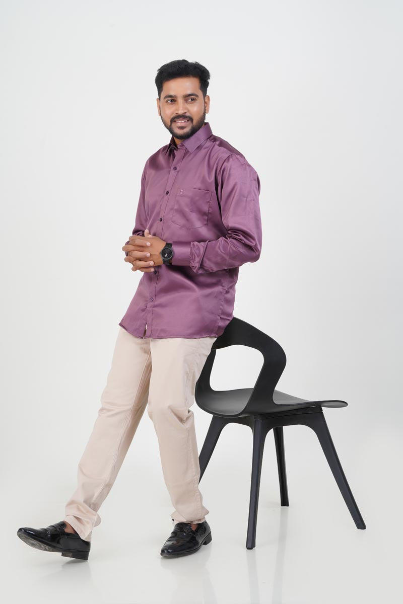 Orgia Men’s Premium Formal Shirt – Plum Purple – Full Sleeve