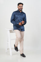 Orgia Men’s Premium Formal Shirt – Midnight Blue – Full Sleeve