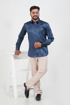 Orgia Men’s Premium Formal Shirt – Midnight Blue – Full Sleeve