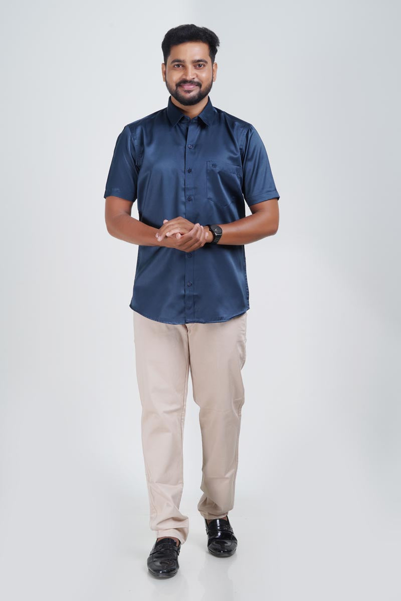 Orgia Men’s Premium Formal Shirt – Midnight Blue – Half Sleeve