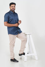Orgia Men’s Premium Formal Shirt – Midnight Blue – Half Sleeve