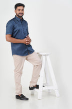 Orgia Men’s Premium Formal Shirt – Midnight Blue – Half Sleeve