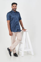 Orgia Men’s Premium Formal Shirt – Midnight Blue – Half Sleeve