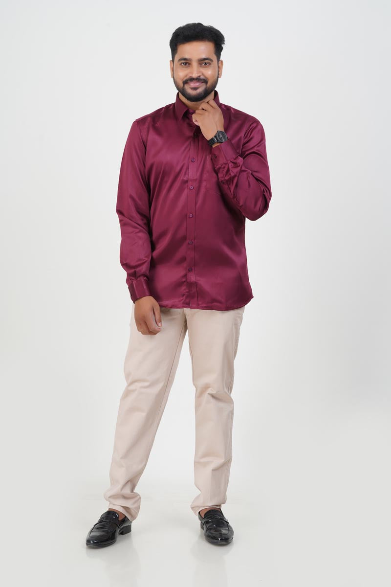 Orgia Men’s Premium Formal Shirt – Maroon Wine – Full Sleeve