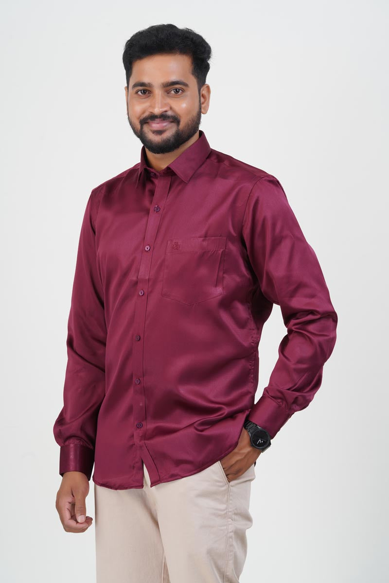 Orgia Men’s Premium Formal Shirt – Maroon Wine – Full Sleeve