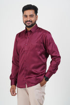 Orgia Men’s Premium Formal Shirt – Maroon Wine – Full Sleeve