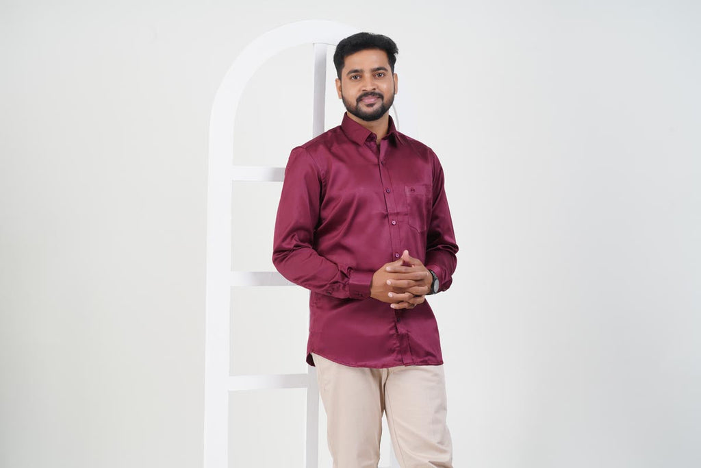 Orgia Men’s Premium Formal Shirt – Maroon Wine – Full Sleeve