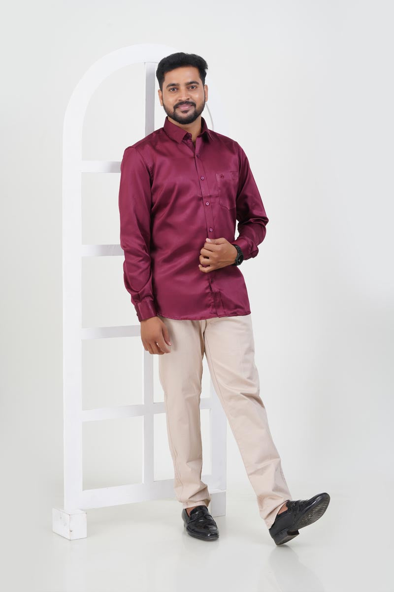 Orgia Men’s Premium Formal Shirt – Maroon Wine – Full Sleeve