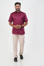Orgia Men’s Premium Formal Shirt – Maroon Wine – Half Sleeve