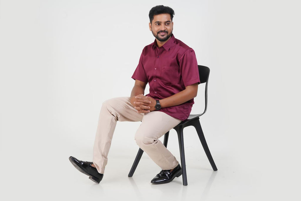 Orgia Men’s Premium Formal Shirt – Maroon Wine – 17509