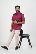 Orgia Men’s Premium Formal Shirt – Maroon Wine – Half Sleeve
