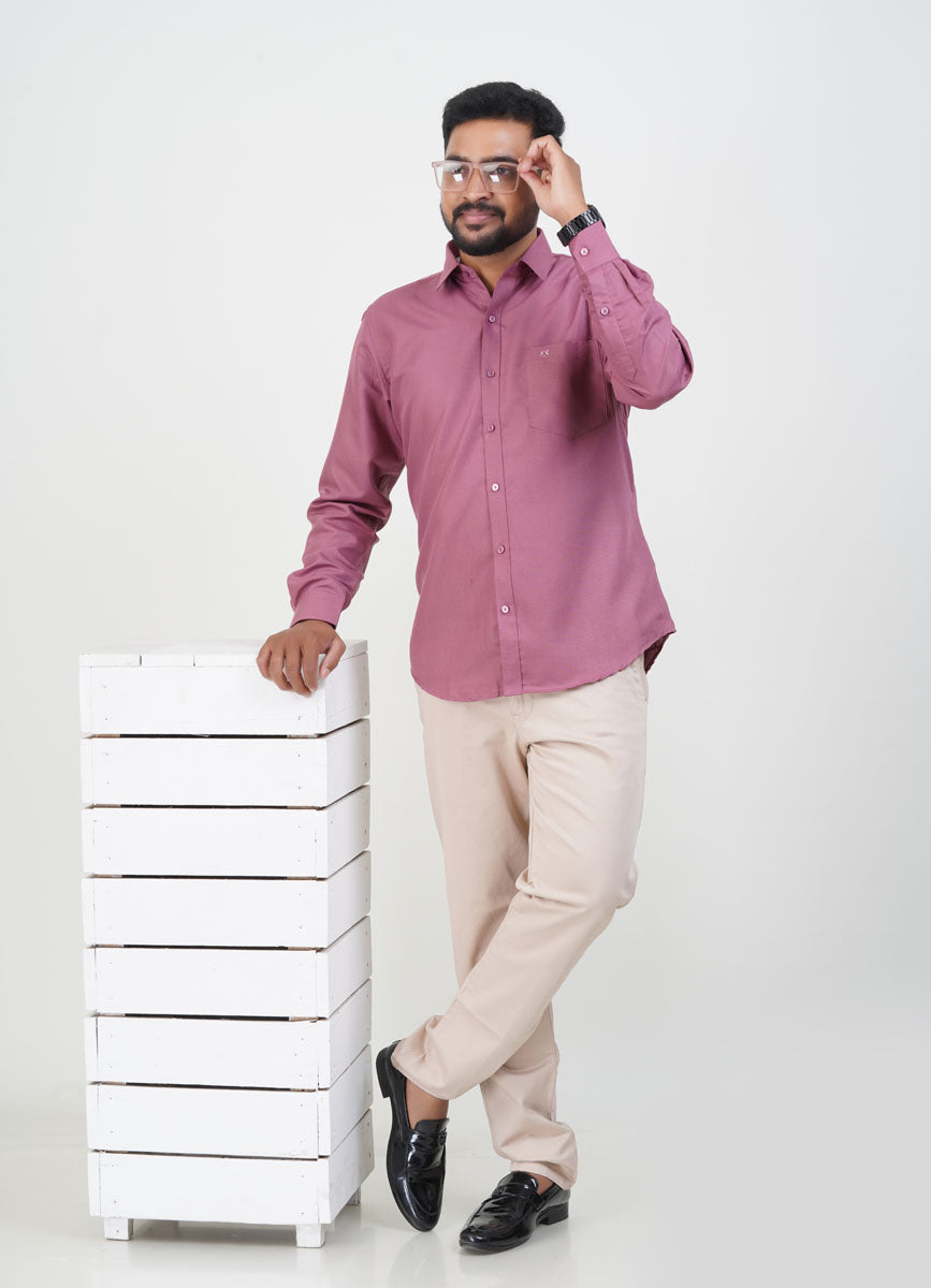 Cool Club Plus Men’s Formal Shirt – Dusty Pink – Full Sleeve