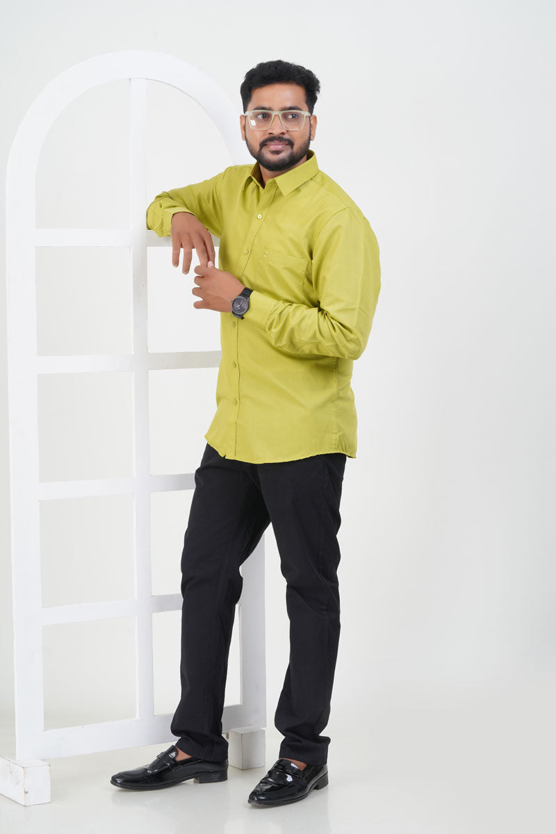 Cool Club Plus Men’s Formal Shirt – Lime Green – Full Sleeve