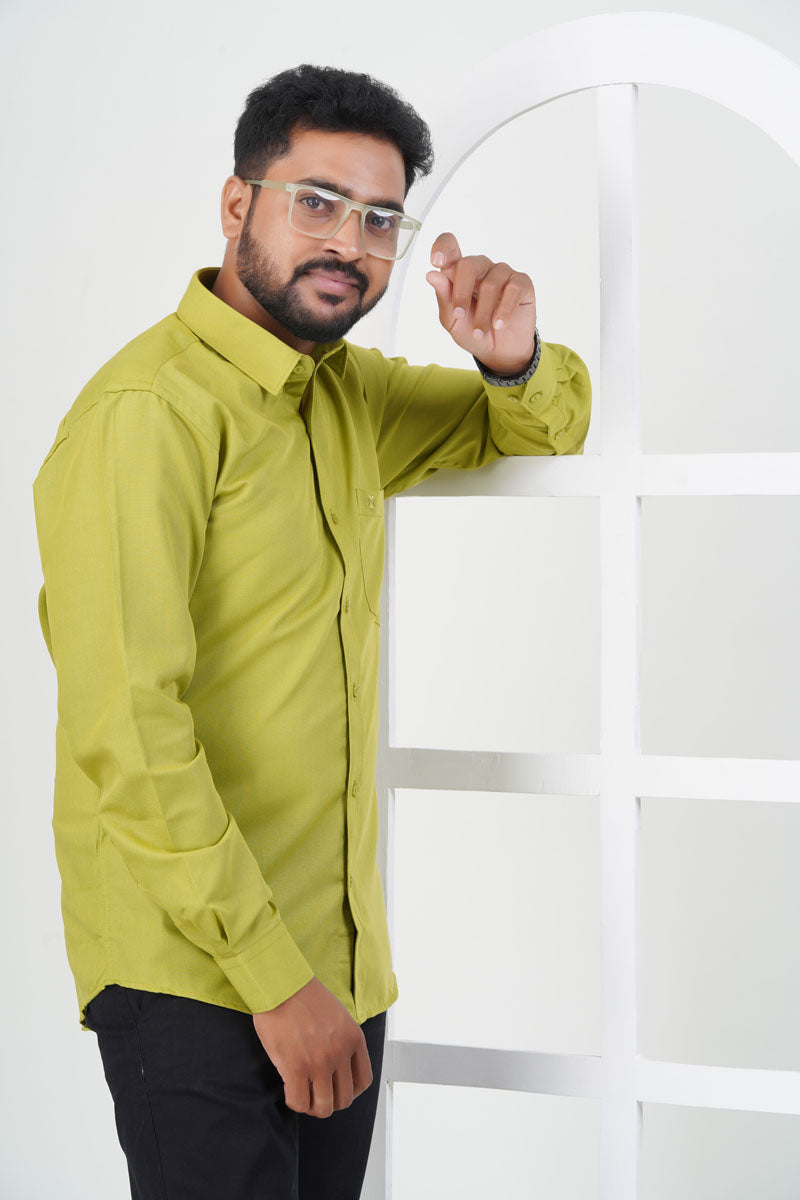 Cool Club Plus Men’s Formal Shirt – Lime Green – Full Sleeve