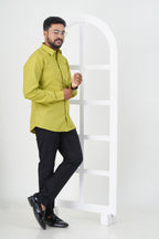 Cool Club Plus Men’s Formal Shirt – Lime Green – Full Sleeve