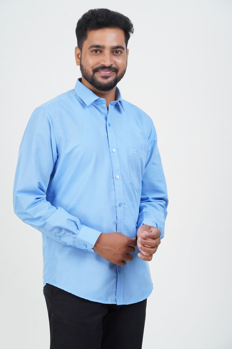 Cool Club Plus Men’s Formal Shirt– Sky Blue – Full Sleeve