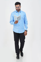 Cool Club Plus Men’s Formal Shirt– Sky Blue – Full Sleeve