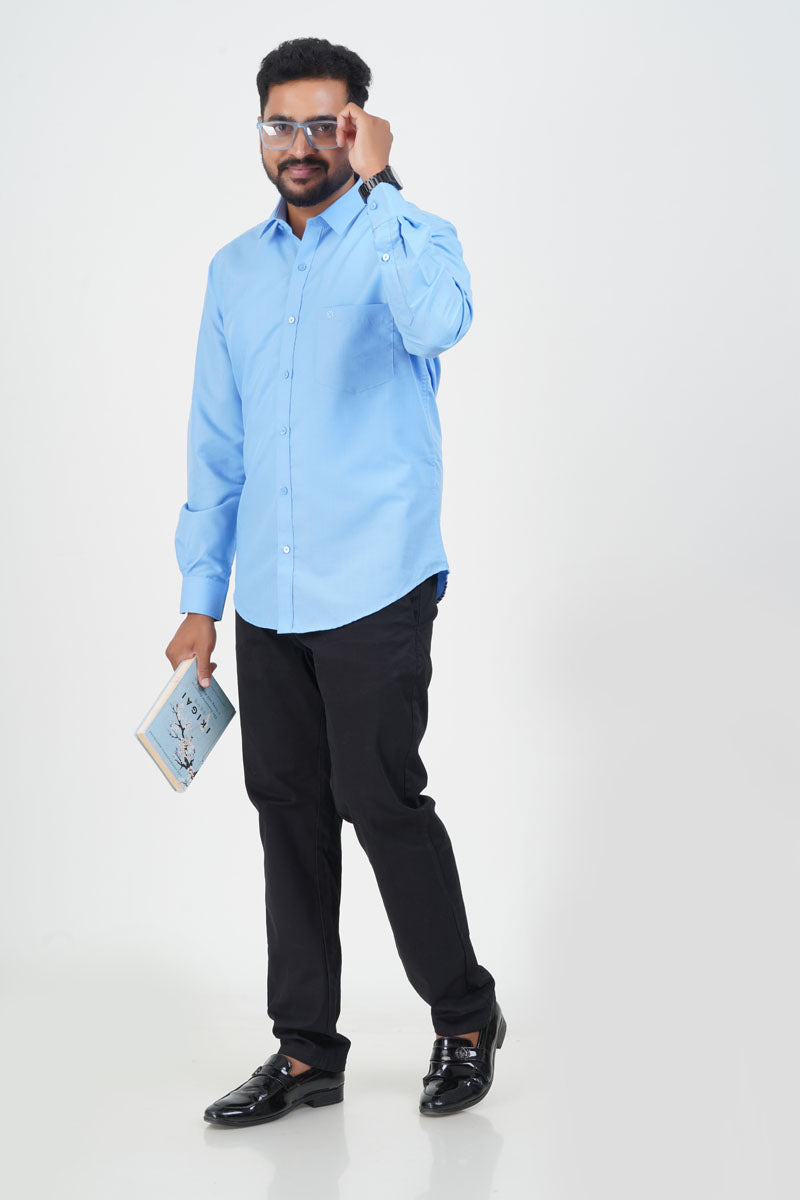 Cool Club Plus Men’s Formal Shirt– Sky Blue – Full Sleeve