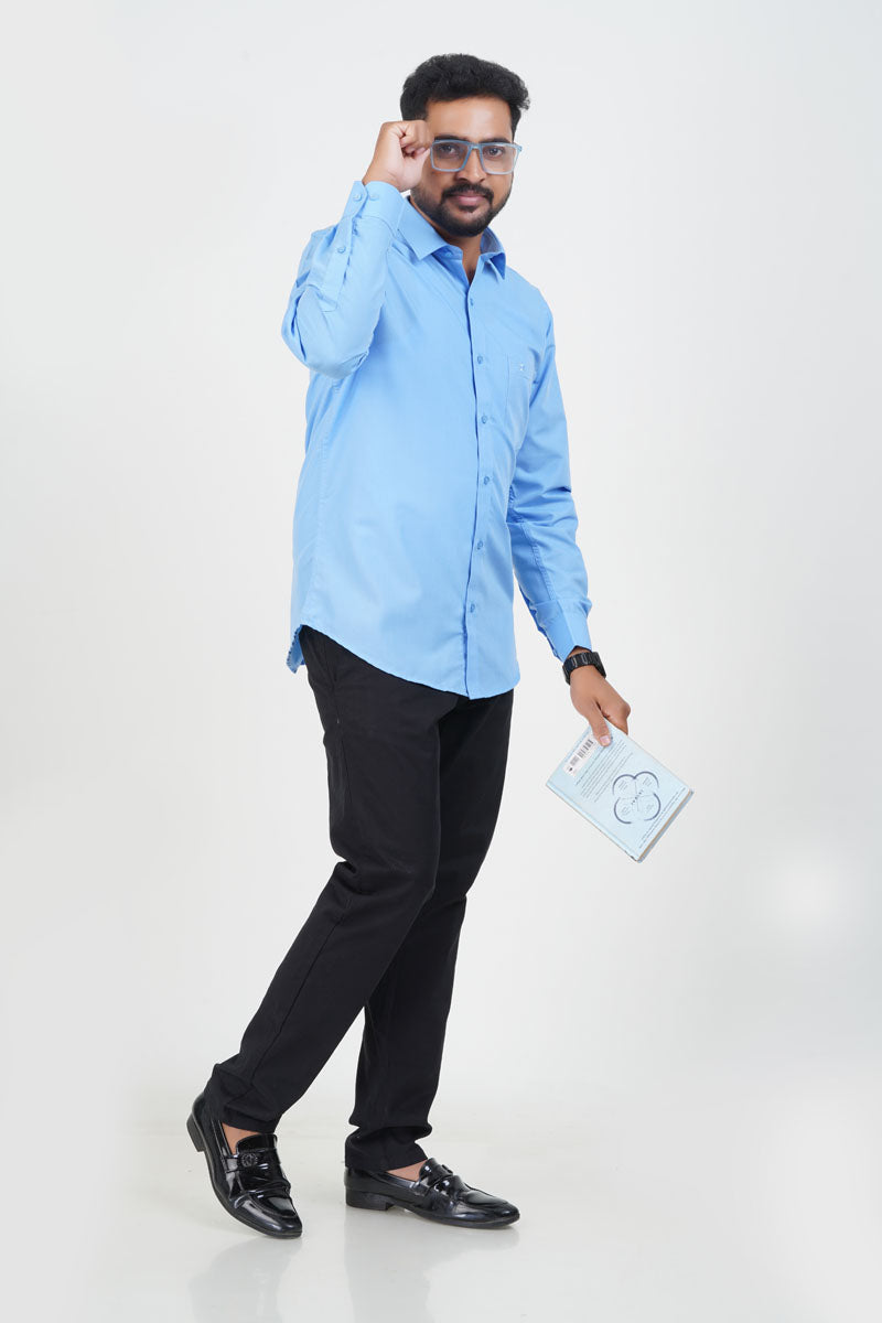 Cool Club Plus Men’s Formal Shirt– Sky Blue – Full Sleeve