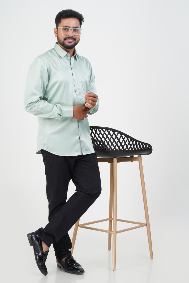 Orgia Men’s Premium Formal Shirt – Sage Green – Full Sleeve