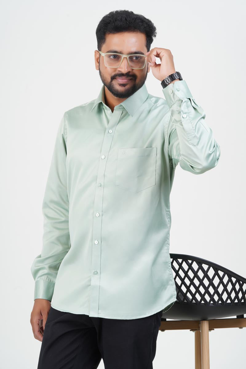 Orgia Men’s Premium Formal Shirt – Sage Green – Full Sleeve