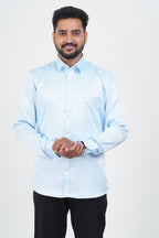 Orgia Men’s Premium Formal Shirt – Ice Blue – Full Sleeve
