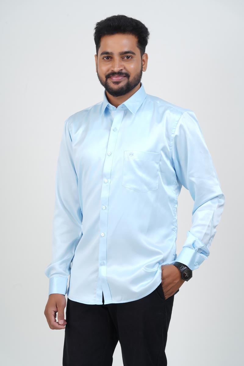 Orgia Men’s Premium Formal Shirt – Ice Blue – Full Sleeve