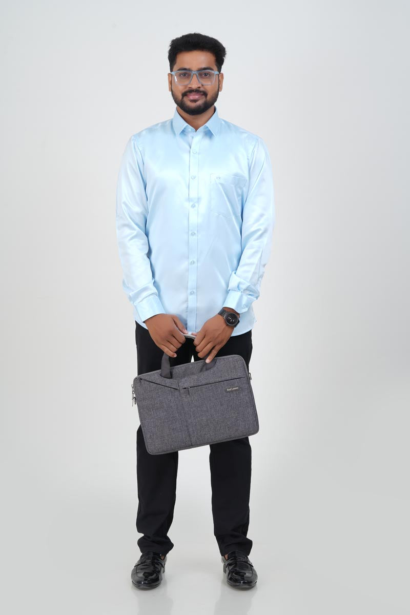 Orgia Men’s Premium Formal Shirt – Ice Blue – Full Sleeve