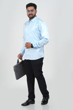 Orgia Men’s Premium Formal Shirt – Ice Blue – Full Sleeve