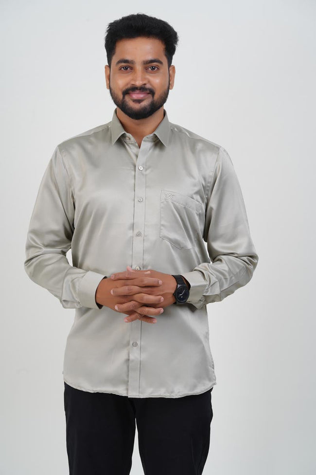 Orgia Men’s Premium Formal Shirt – Silver Grey – Full Sleeve Hover Image