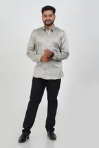 Orgia Men’s Premium Formal Shirt – Silver Grey – Full Sleeve