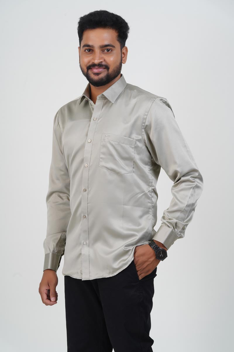 Orgia Men’s Premium Formal Shirt – Silver Grey – Full Sleeve