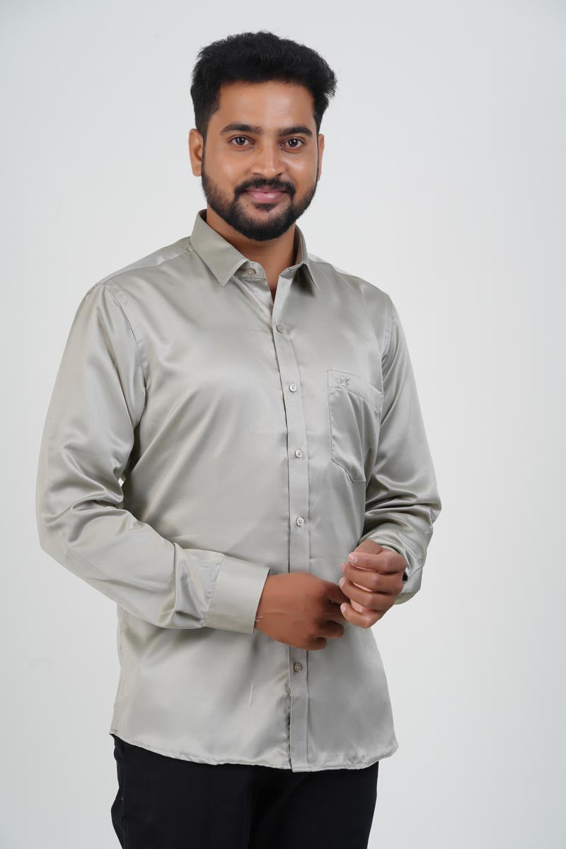 Orgia Men’s Premium Formal Shirt – Silver Grey – Full Sleeve