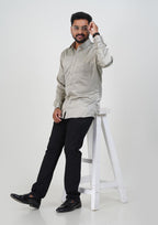 Orgia Men’s Premium Formal Shirt – Silver Grey – Full Sleeve