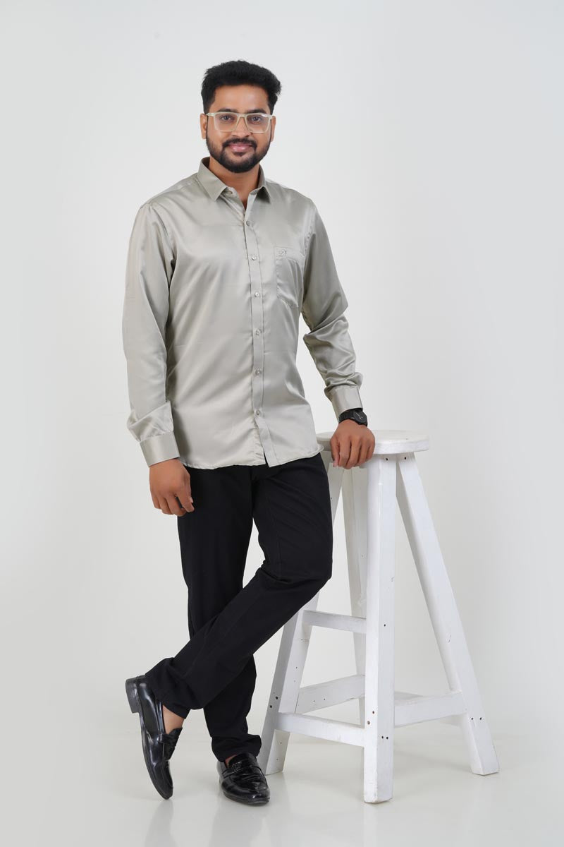 Orgia Men’s Premium Formal Shirt – Silver Grey – Full Sleeve