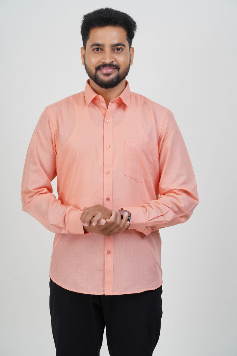 Cool Club Plus Men’s Formal Shirt – Peach – Full Sleeve