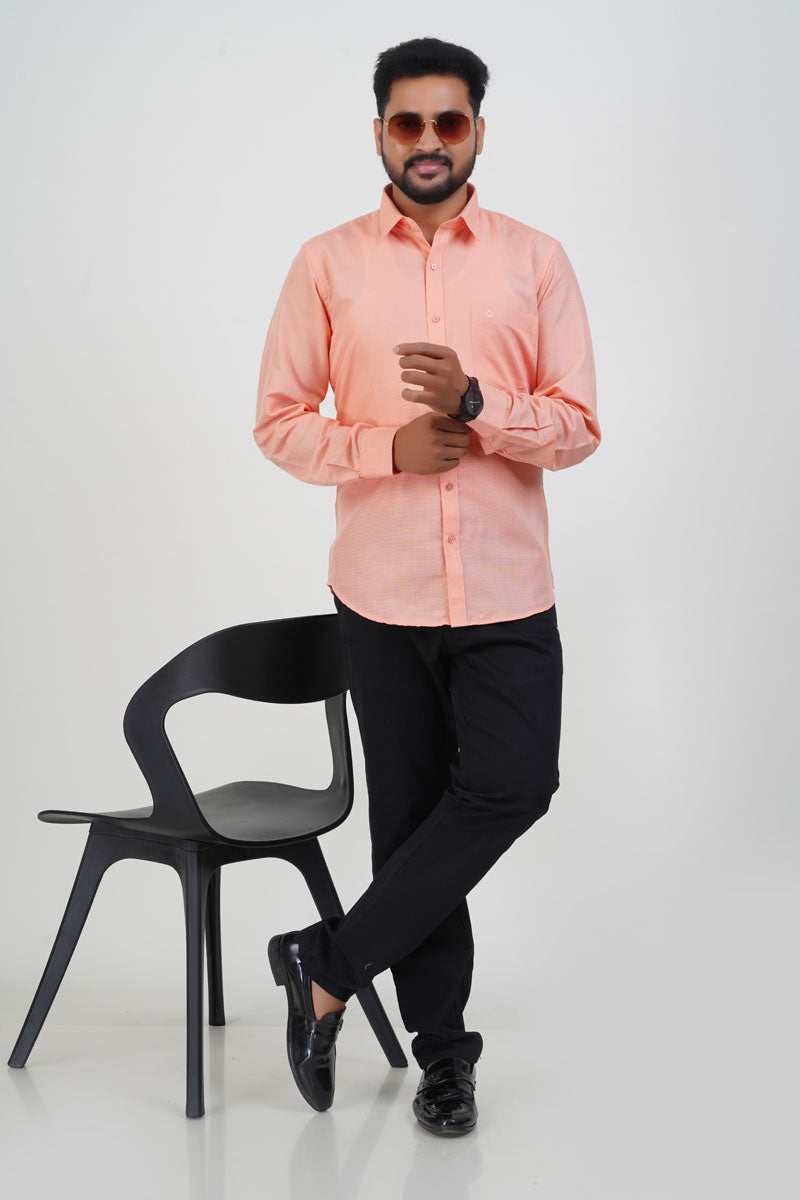 Cool Club Plus Men’s Formal Shirt – Peach – Full Sleeve