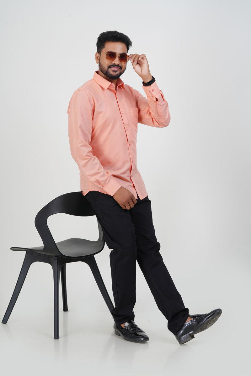 Cool Club Plus Men’s Formal Shirt – Peach – Full Sleeve