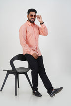 Cool Club Plus Men’s Formal Shirt – Peach – Full Sleeve