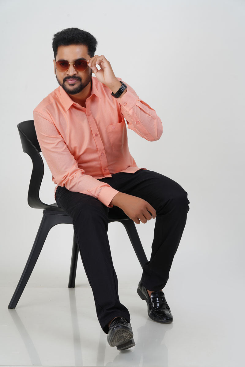 Cool Club Plus Men’s Formal Shirt – Peach – Full Sleeve
