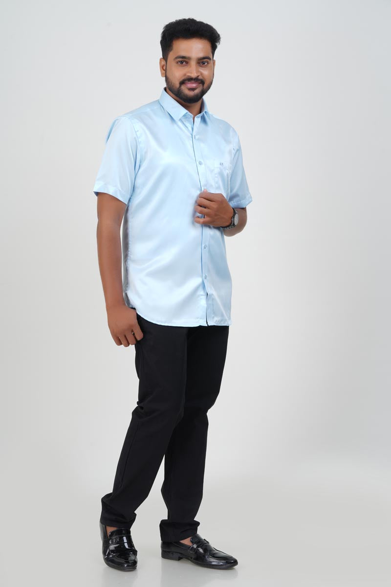 Orgia Men’s Premium Formal Shirt – Ice Blue – Half Sleeve